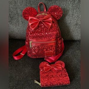EUC Loungefly Disney Red Sequin Set